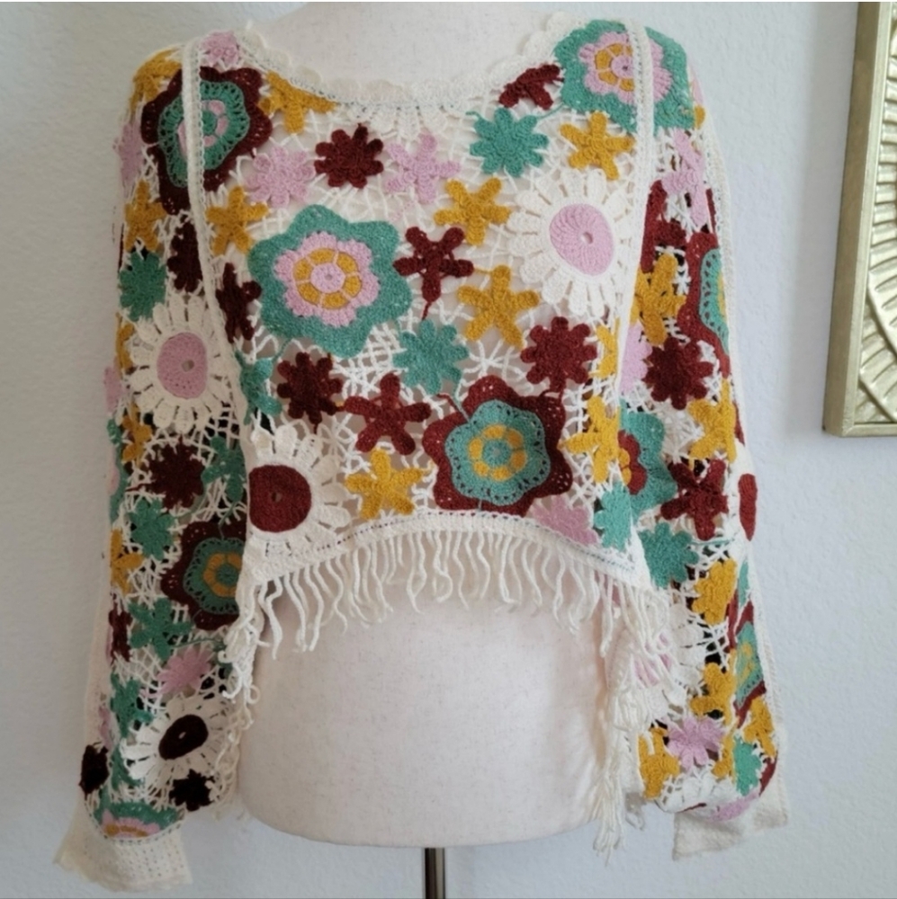 Brand NEW! Floral Crochet Women Sweater - Multicolor